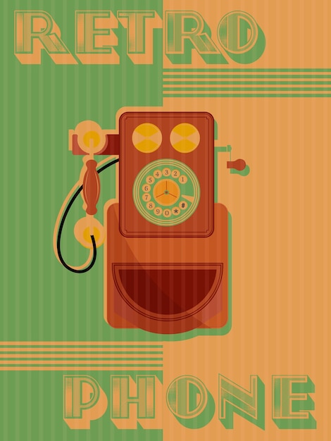 Retro phone poster vintage poster with old dial phone