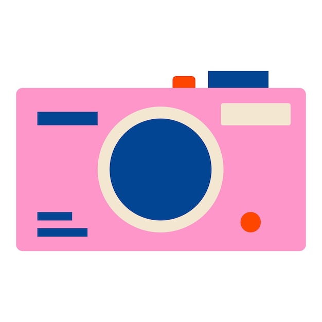 Retro photo camera flat vector summer sea vacation travel and relax concept photography