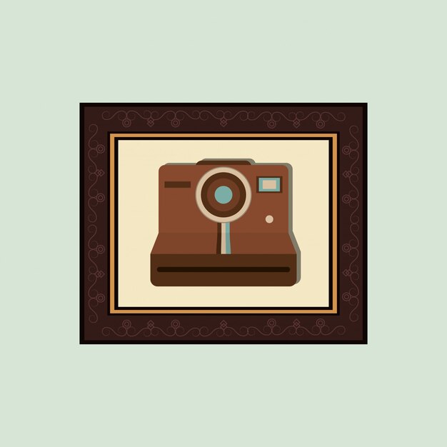 Retro photographic camera emblem image