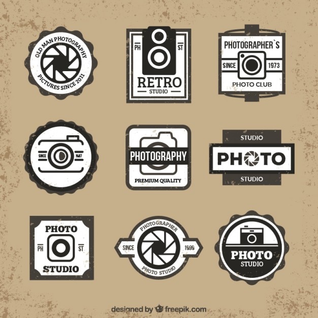 Vector retro photography logos