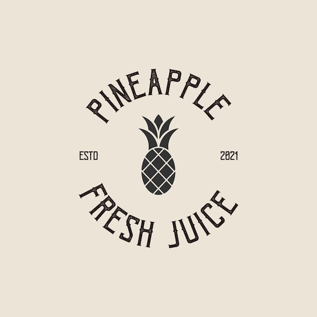 Modello di logo di succo d'ananas retrò