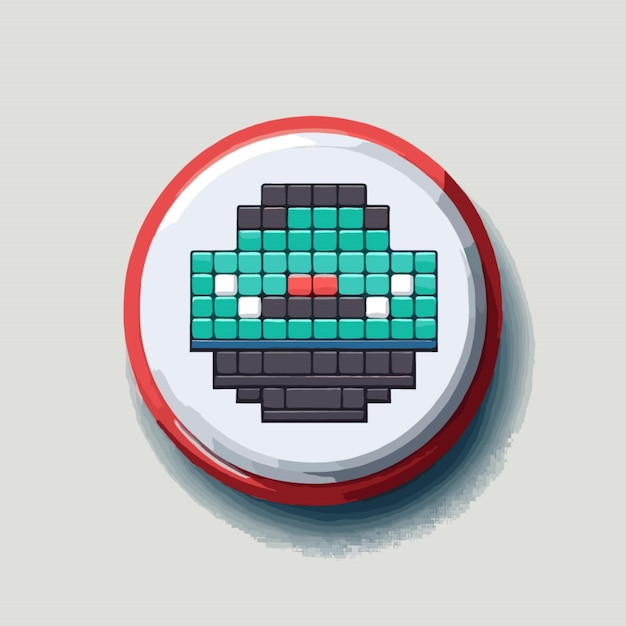 Retro pixel art button vector