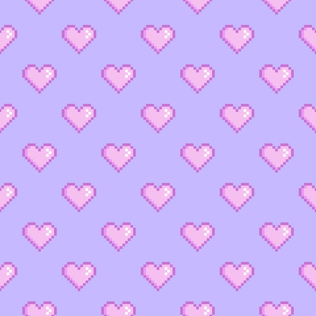Retro Pixel Heart Naadloos patroon vector illustratie