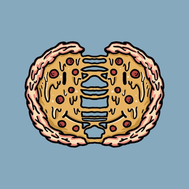 Retro pizza illustration for t-shirt