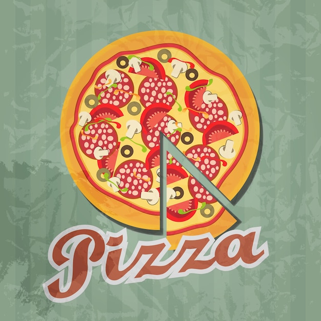 Retro pizzaachtergrond. vector illustratie