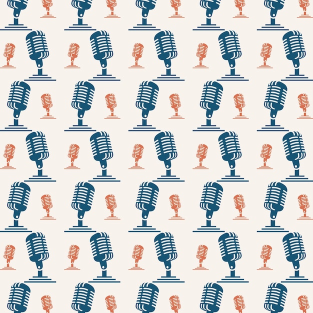 Vector retro podcast trendy abstract seamless pattern vector illustration abstract background