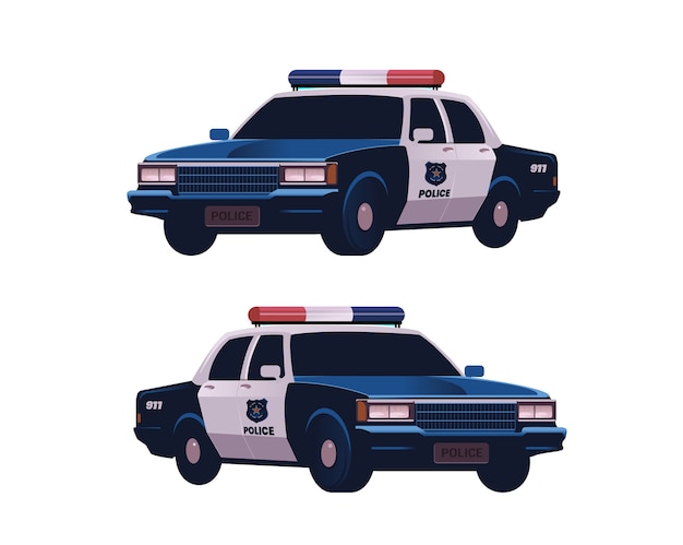 Vector retro police cars set