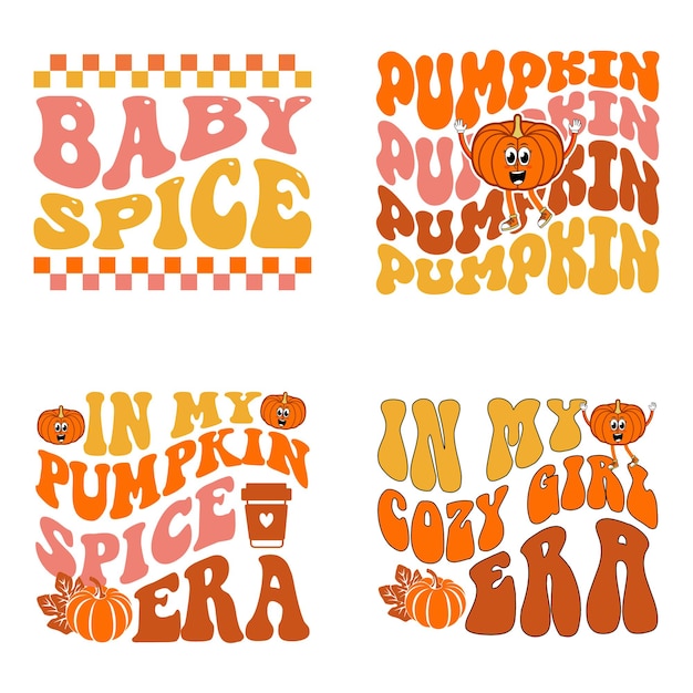 Vector retro pompoen en herfst svg ontwerpbestand