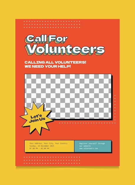 Retro Pop Call For Volunteer Poster Template