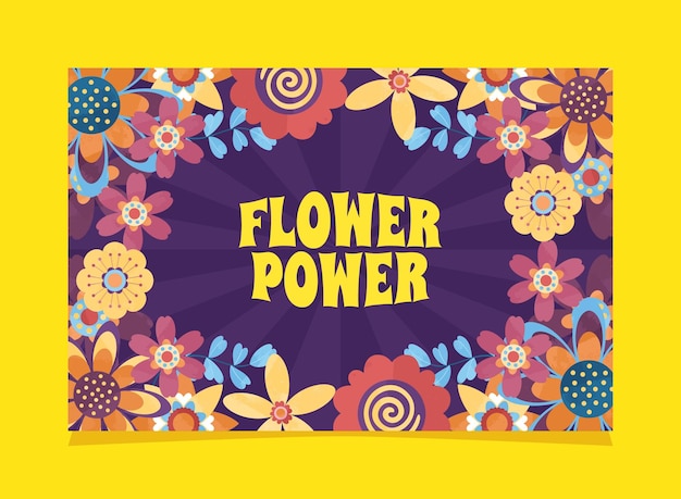 Vector retro pop groovy flower frame background