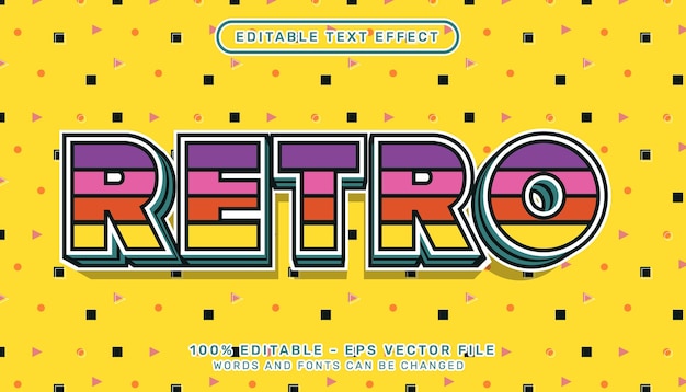 Retro pop kleur 3d-teksteffect en bewerkbaar teksteffect