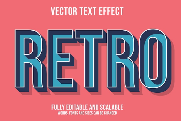 Ретро-поп винтажный векторный текстовый эффект редактируемый