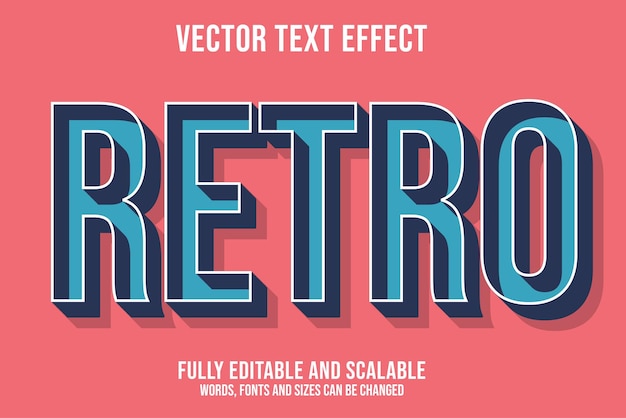 編集可能なレトロ ポップ ビンテージ ベクトル テキスト効果