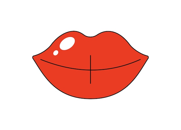 Retro popart sexy mond grote mollige glanzende rode sensuele lippen vrouwelijke lip met lippenstift vintage mode