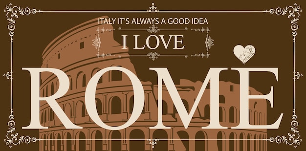 Vector retro postcard i love rome