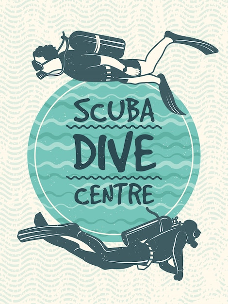 Retro poster for sport club of diving.