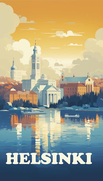 Vector retro-poster van helsinki