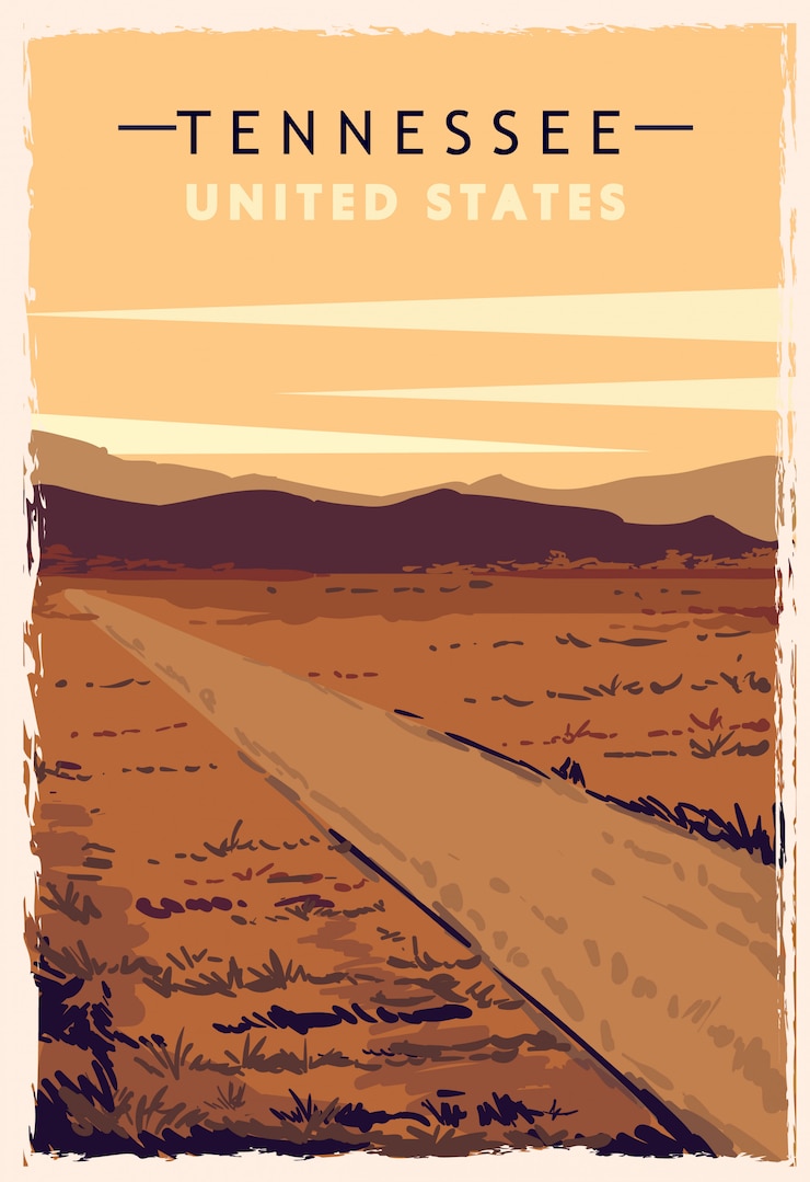 Vector retro poster van tennessee. usa tennessee reizen illustratie. verenigde staten van amerika