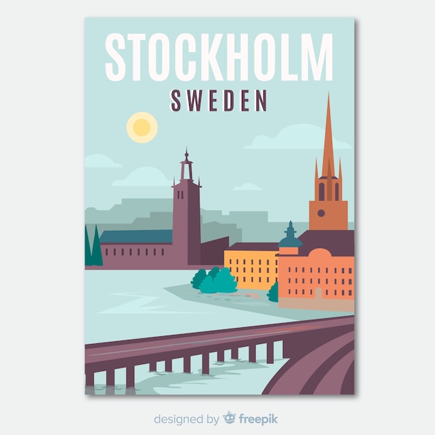 Retro promotional flyer of stockholm template