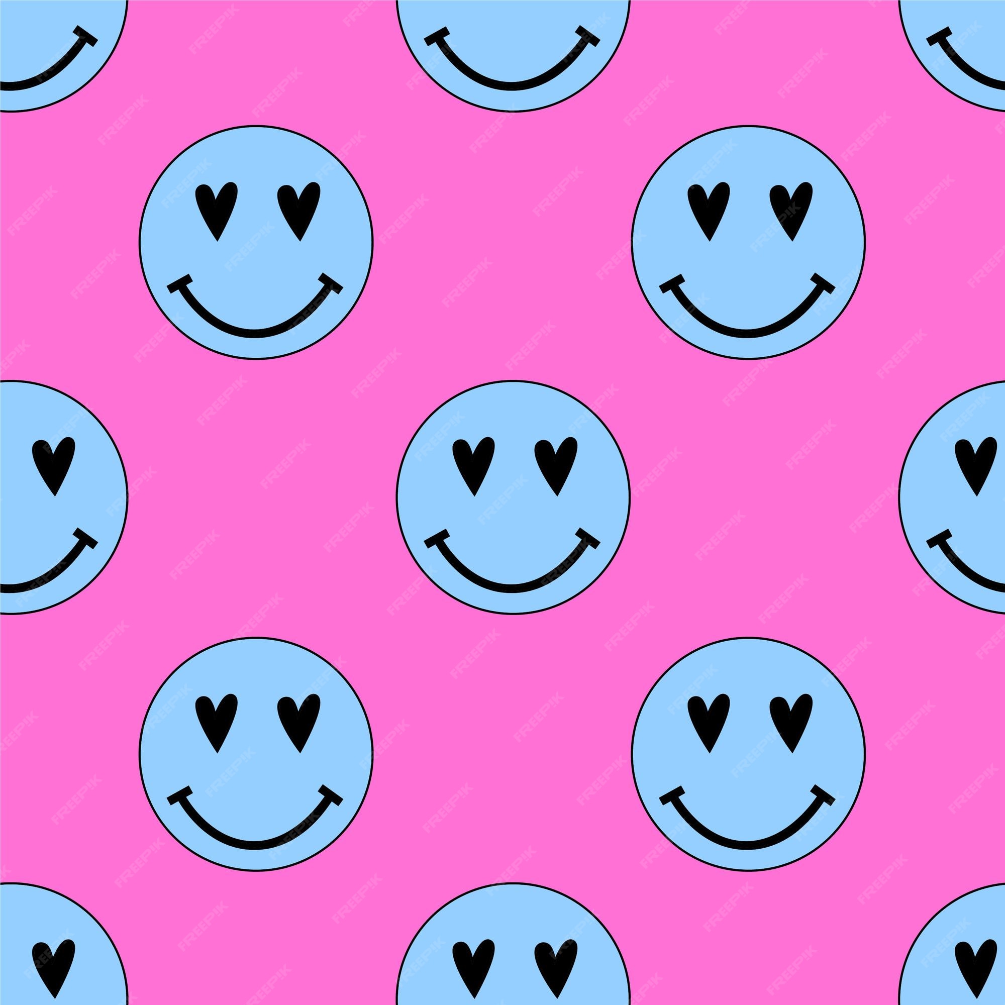 Premium Vector | Retro psychedelic smile seamless pattern on pink  background blue smile y2k retro pattern 90s back