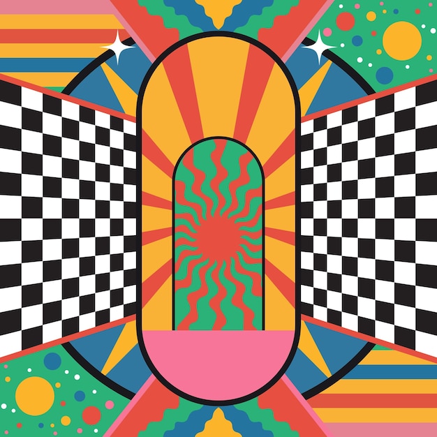 Vector retro psychedelic style illustration