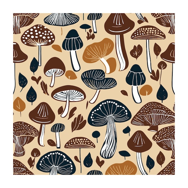 Retro psychodelic mushrooms pattern