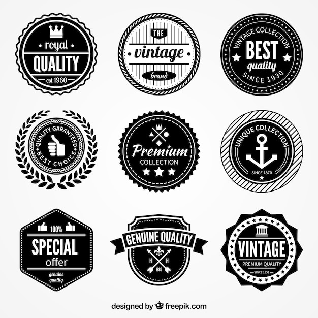 Vector retro quality badges