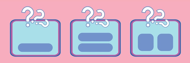 Vector retro question and answer ui window on pink background