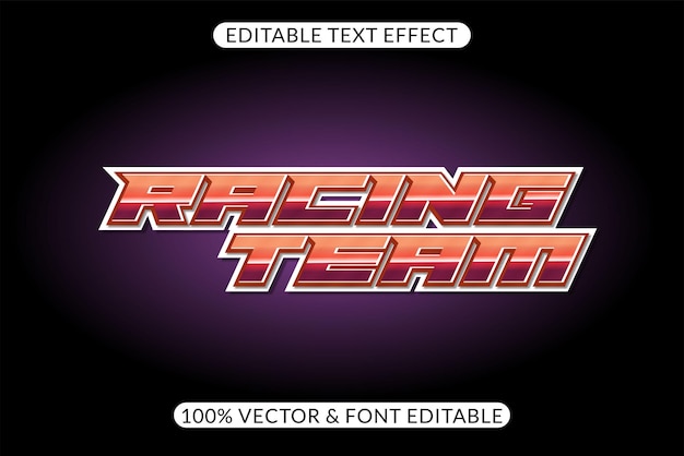 Vector retro racing editable text effect design for a classic team look