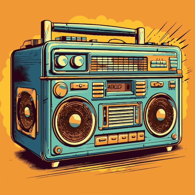 Vector retro radio blue orange