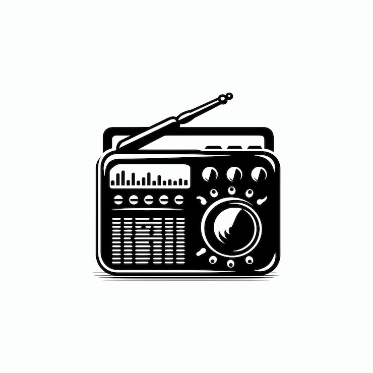 Vector retro-radio geïsoleerd op wit vector silhouet