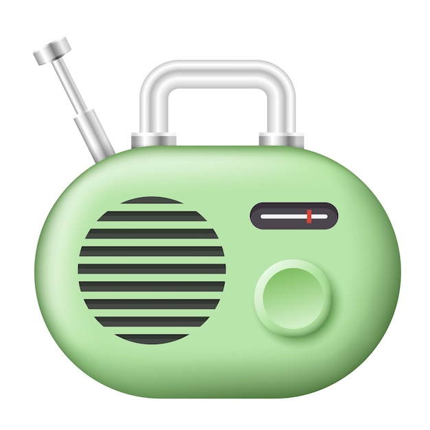 레트로 라디오 아이콘 만화 귀여운 라디오 벡터 클립 아트 흰색 배경에 고립