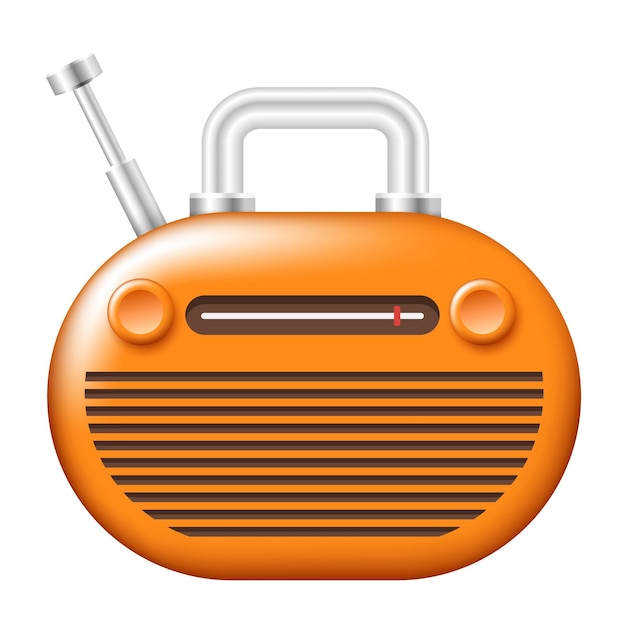 Icona radio retro radio 3d vettoriale clipart isolato su sfondo bianco