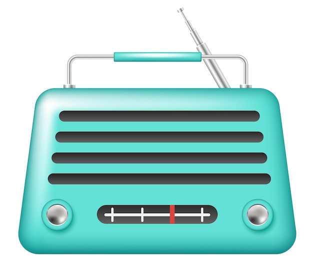 Retro radio icon Vector 3D radio Clipart isolated on white background