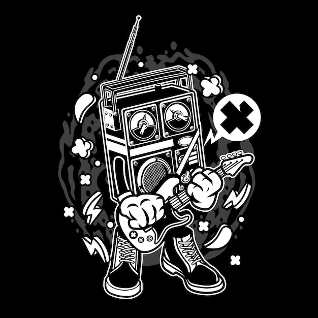 Retro Radio Rocker Cartoon