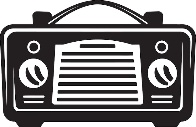 Vector retro radio set black vector icon vintage broadcast vector design