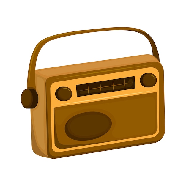 Retro radio tuner Vector illustration of orange vintage radio tuner on white background Flat style