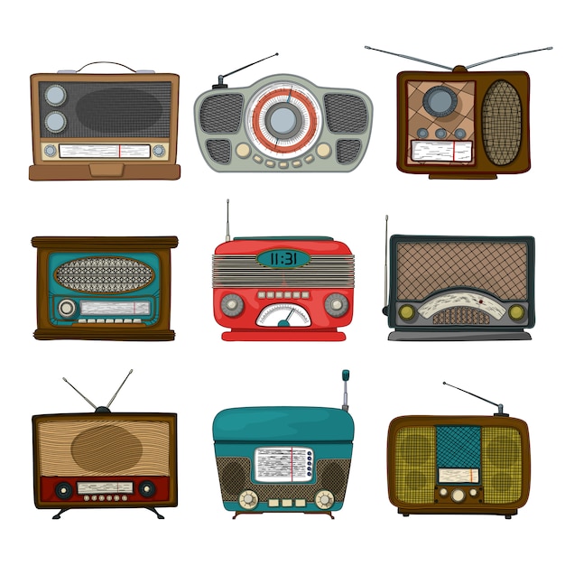 Vector retro radiopictogrammen