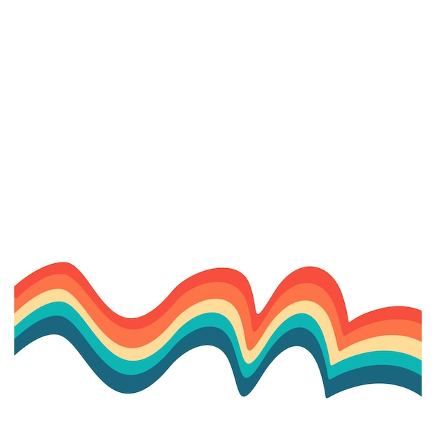 Vector retro rainbow wave corner