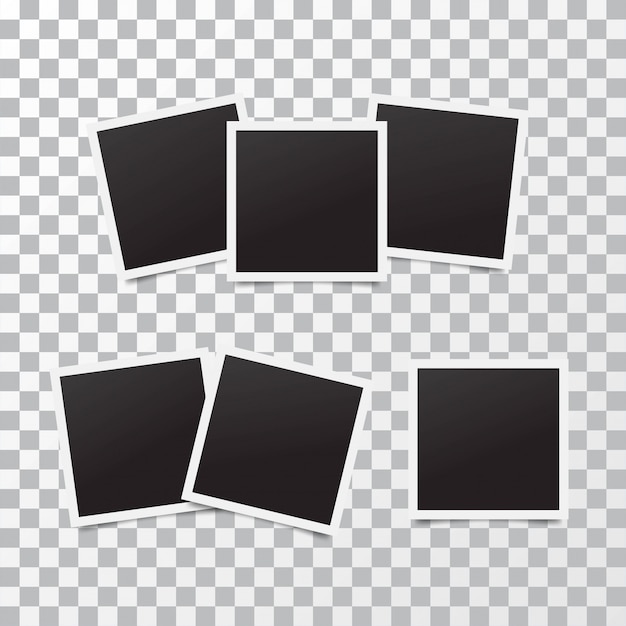 retro realistic  photo frame placed on transparent . template photo design