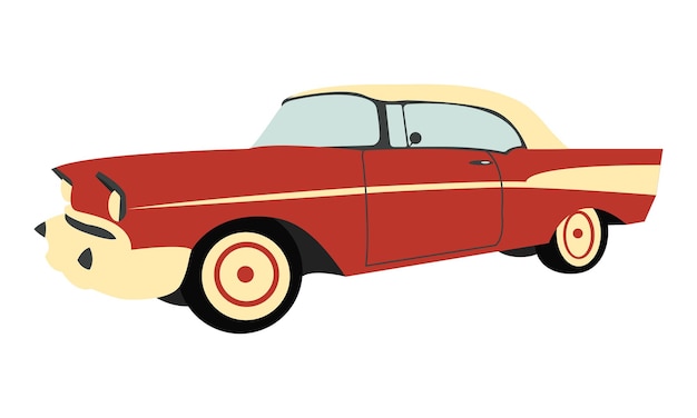 Retro red car old car  vector illustation icon card retro auto