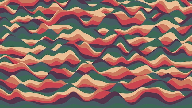 Retro reddish stripes colorful distorted backdrop.