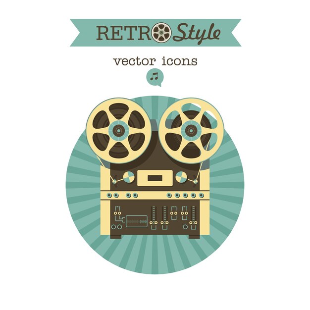 Vector retro reel tape recorder. vector icon logo.