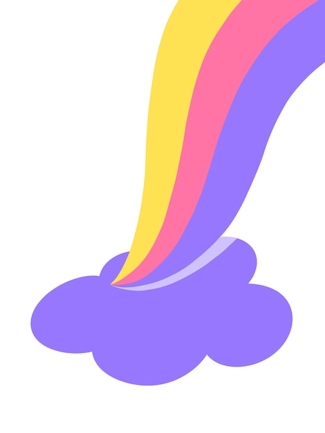 Retro regenboog wolk illustraties Violet roze geel weer vectorillustratie Modern plat ontwerp