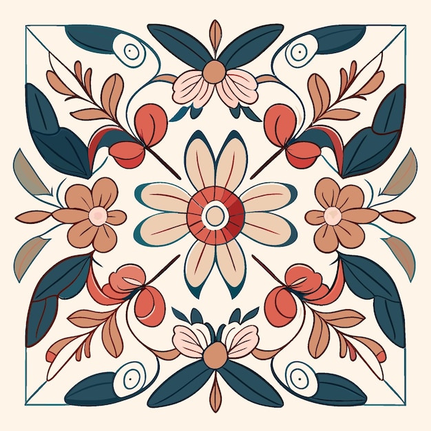 Retro Renaissance HandDrawn Floral Tapestry of Classic Splendor