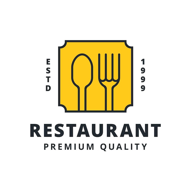 Retro restaurant logo spoon and fork icon badge logo template