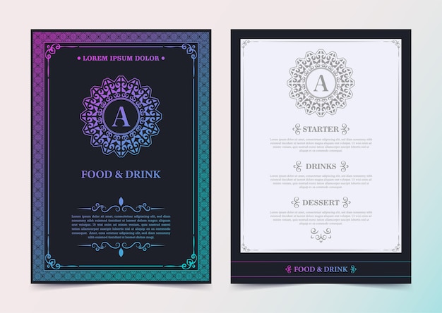 Retro restaurant menu with modern gradation colors