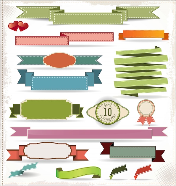 Vector retro ribbons and labels