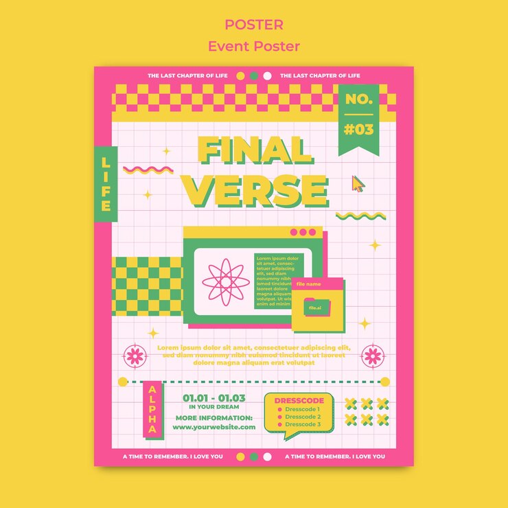 Vector 레트로 리조그래프 포스터, 빈티지 90년대 플라이어 템플릿, 소셜 미디어