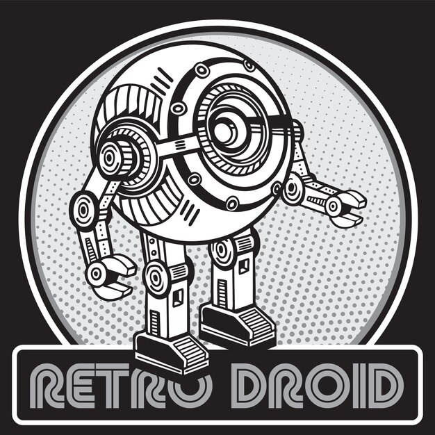 Retro Robot Mascot in Droid Character Design